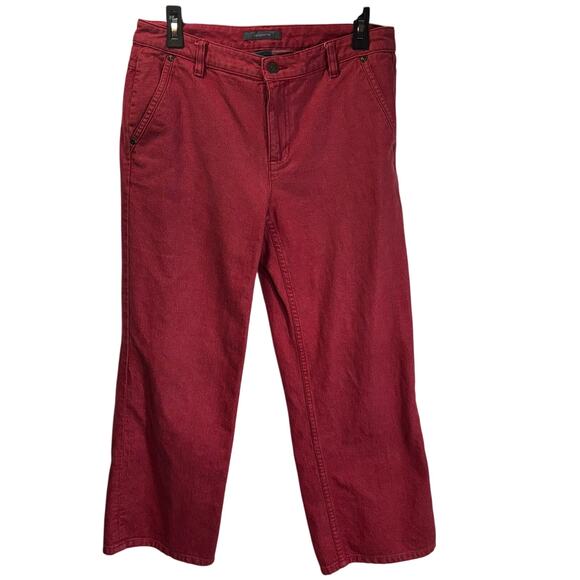 Vintage Liz Claiborne High Rise Straight Wide Leg Pants Women’s Red Denim Size 8 - Picture 1 of 6
